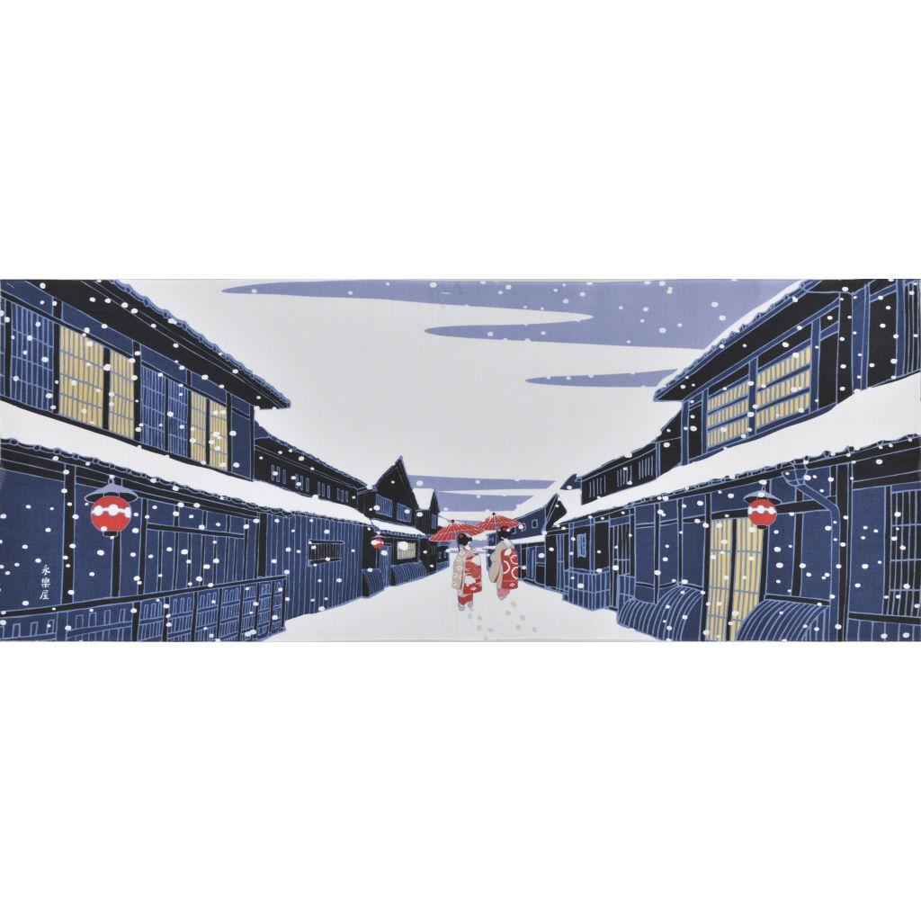 手ぬぐい 「祇園の雪景色」