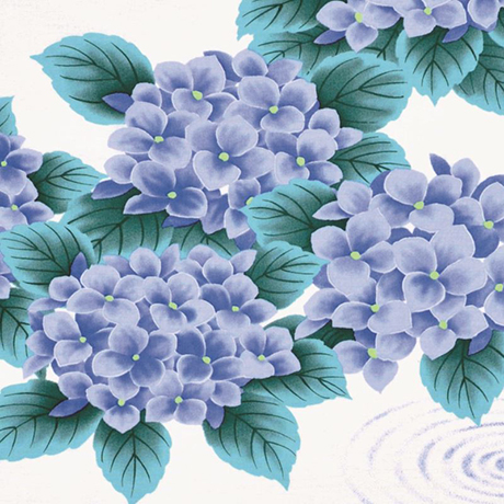 手ぬぐい「水紋に紫陽花」